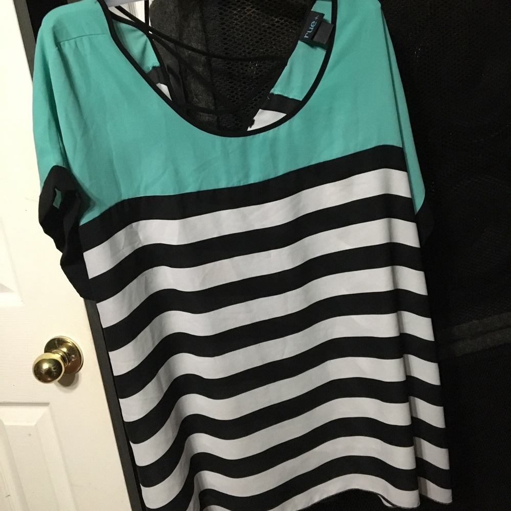 Blue and black striped blouse